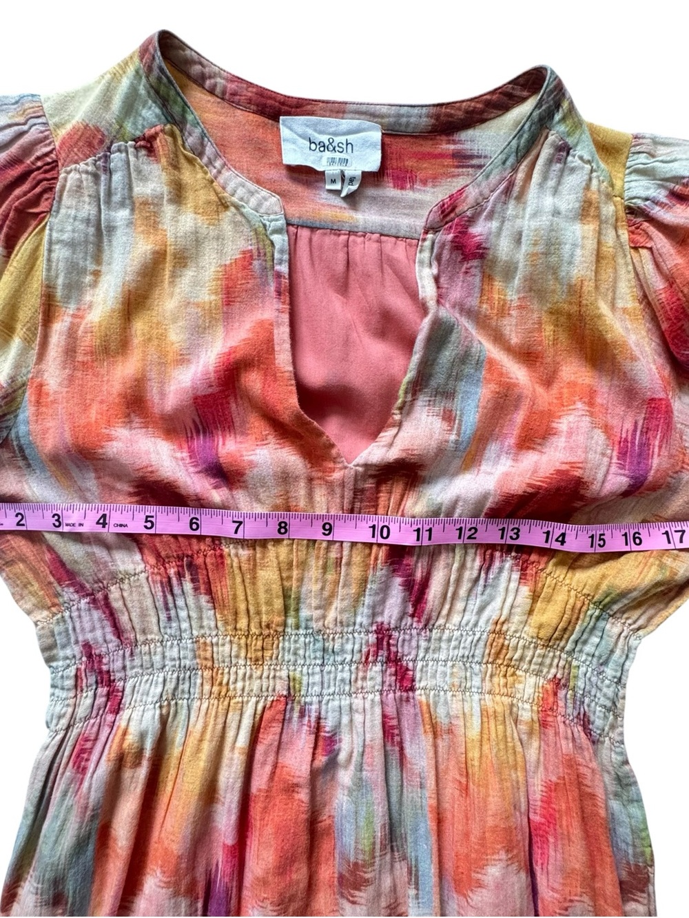 ba&sh Anissa Dress Women’s medium Artsyy Colorful Watercolors - Picture 11 of 12